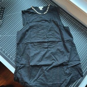 Jcrew Factory Jeweled Collar Black Tuxedo Shirt Small